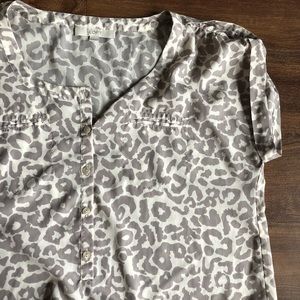 Silky cheetah print LOFT blouse